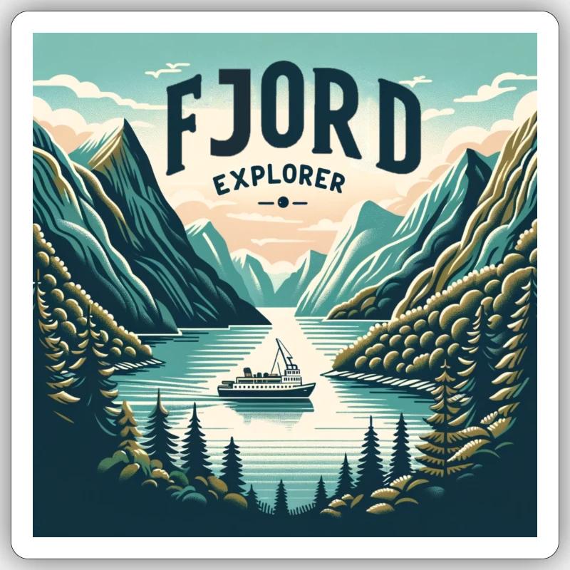 Fjord Explorer - Sticker size S (10 x 10 cm) - white matte