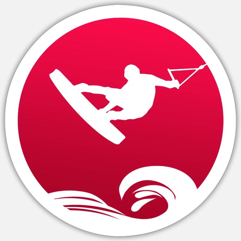 wakeboard wakeboarder wakestyle wavemaster - Sticker size S (10 x 10 cm) - white matte