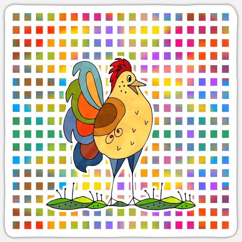 Coq - Sticker taille S (10 x 10 cm) - blanc mat