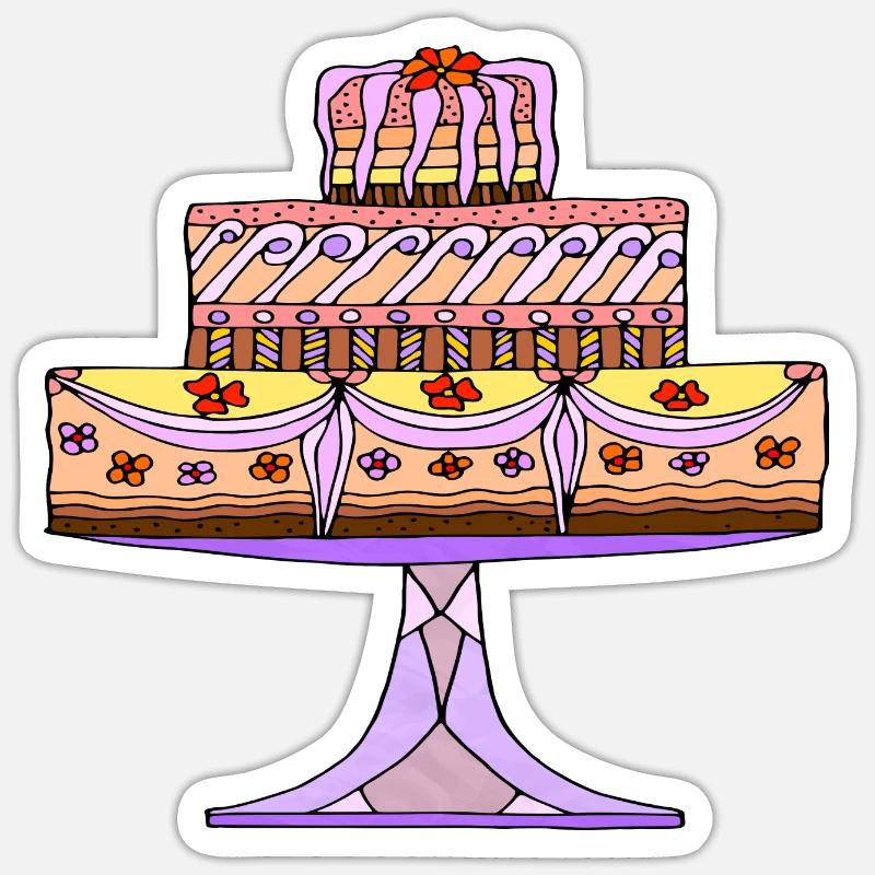 Gâteau - Sticker taille S (10 x 10 cm) - blanc mat