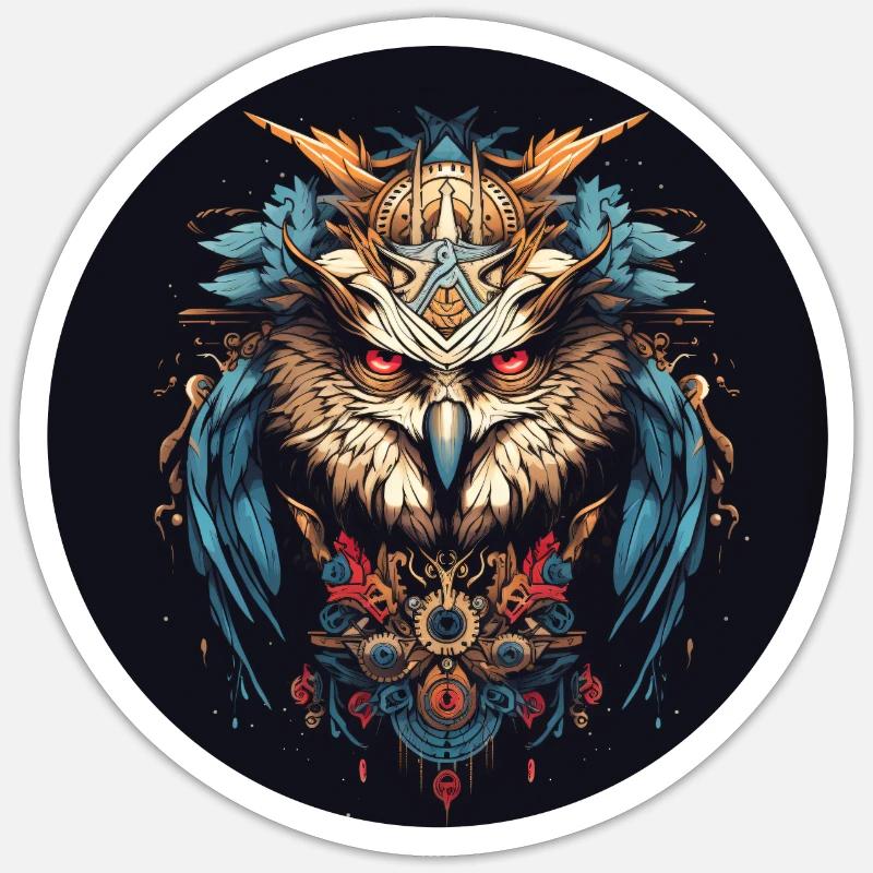 Hypno Eule - Sticker Größe S (10 x 10 cm) - Mattweiß