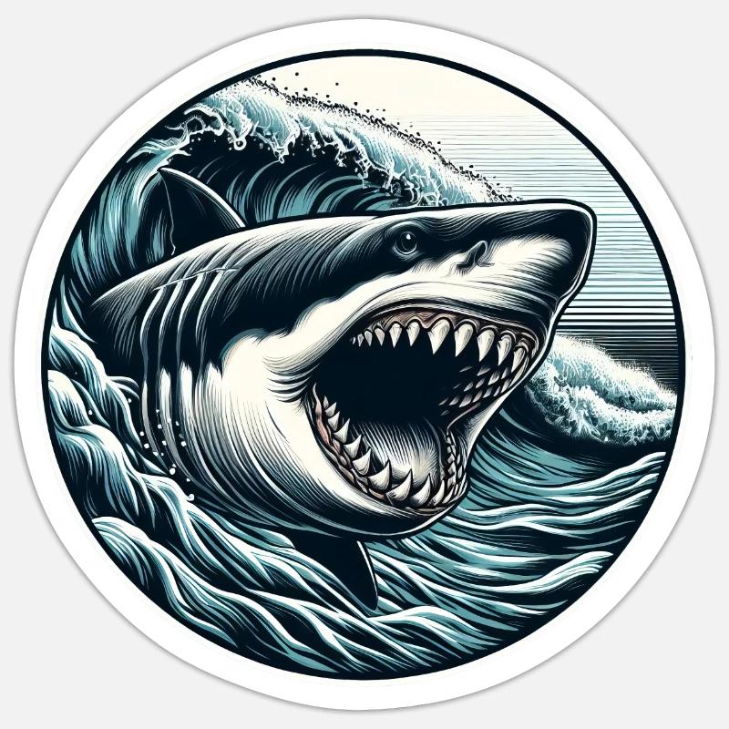 Grand requin blanc - Sticker taille S (10 x 10 cm) - blanc mat