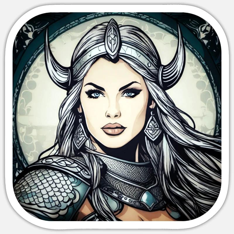 Fière Viking Germanin Shieldmaiden - Sticker taille S (10 x 10 cm) - blanc mat