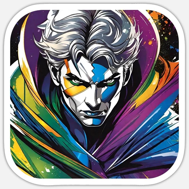 Bunter Superheld Sticker Größe S (10 x 10 cm)