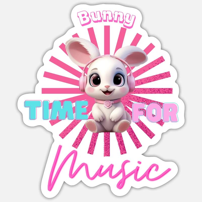 BUNNY - L’heure de la conception musicale - Coloré Sticker taille S (10 x 10 cm)