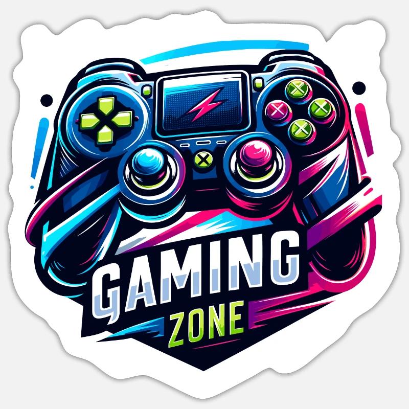Gaming Zone - Controller Illustration - Sticker Größe S (10 x 10 cm) - Mattweiß