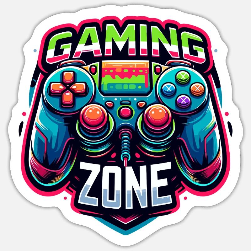 Gaming Zone - Controller Illustration - Sticker Größe S (10 x 10 cm) - Mattweiß