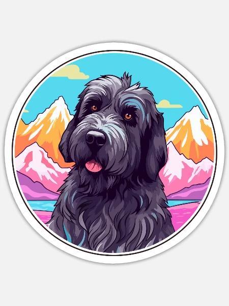 Schwarzer russischer Terrier Hunderasse Cartoon Kawaii Wat - Sticker Größe S (10 x 10 cm) - Mattweiß