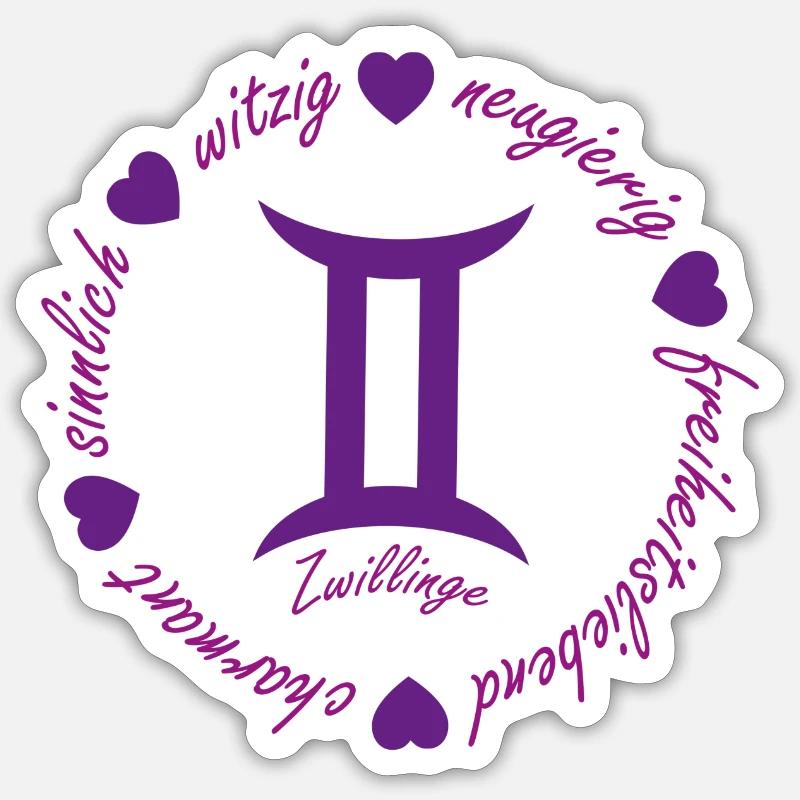 Sternzeichen Zwillinge Eigenschaften Sticker Größe S (10 x 10 cm)