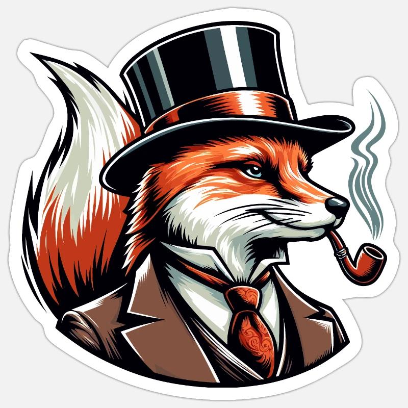 Fuchs mit Pfeife Sticker Größe S (10 x 10 cm)