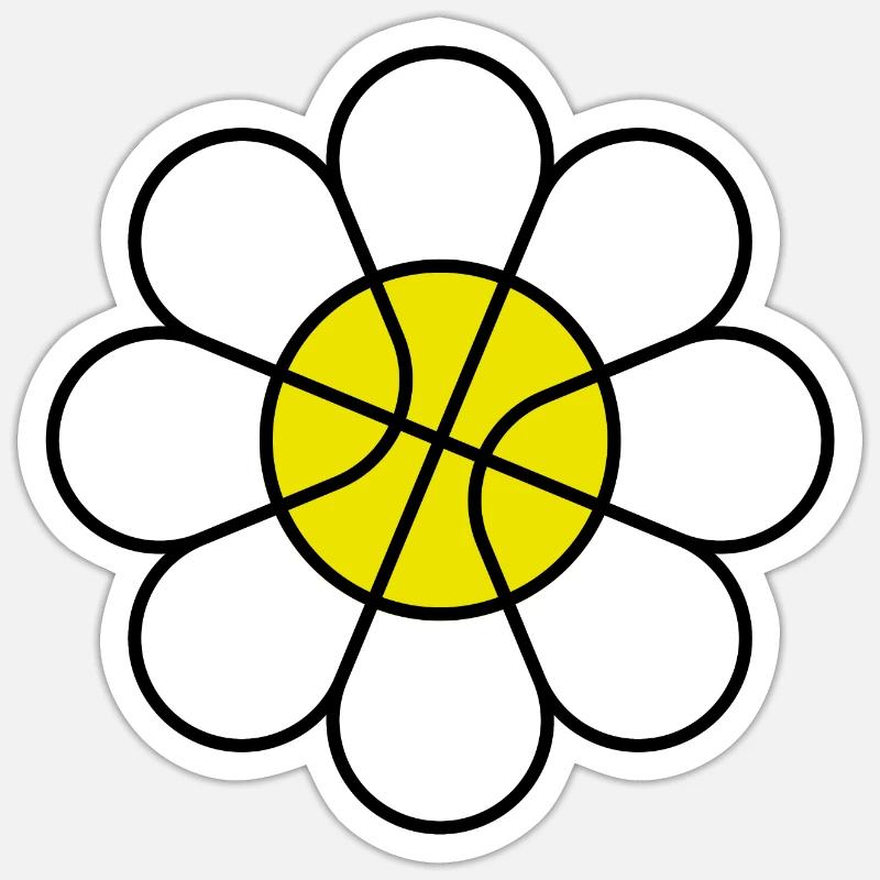 Fleur de Marguerite de basket-ball - Sticker taille S (10 x 10 cm) - blanc mat