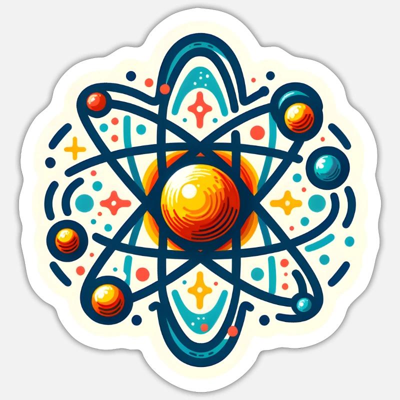 Quantum Physics Planner Stickers, Artistic Atom Model Sticker size S (10 x 10 cm)