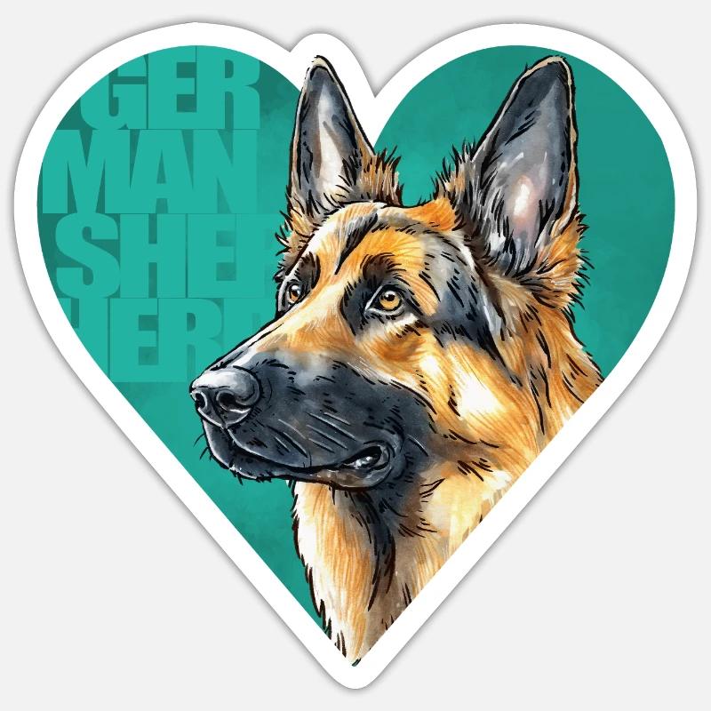 Deutscher Schäferhund Portrait - Sticker Größe S (10 x 10 cm) - Mattweiß