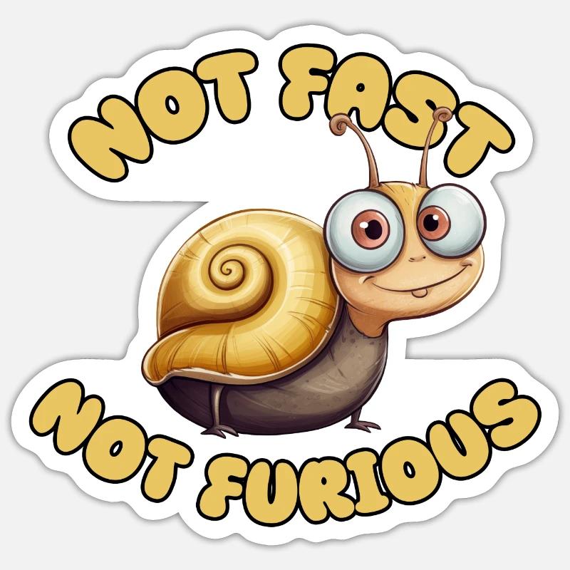 Escargot - Pas rapide, pas furieux - Sticker taille S (10 x 10 cm) - blanc mat