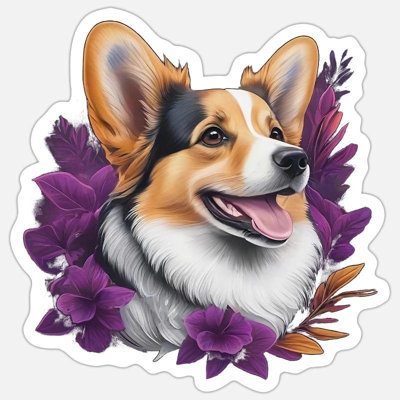 Corgi Kopf - Sticker Größe S (10 x 10 cm) - Mattweiß
