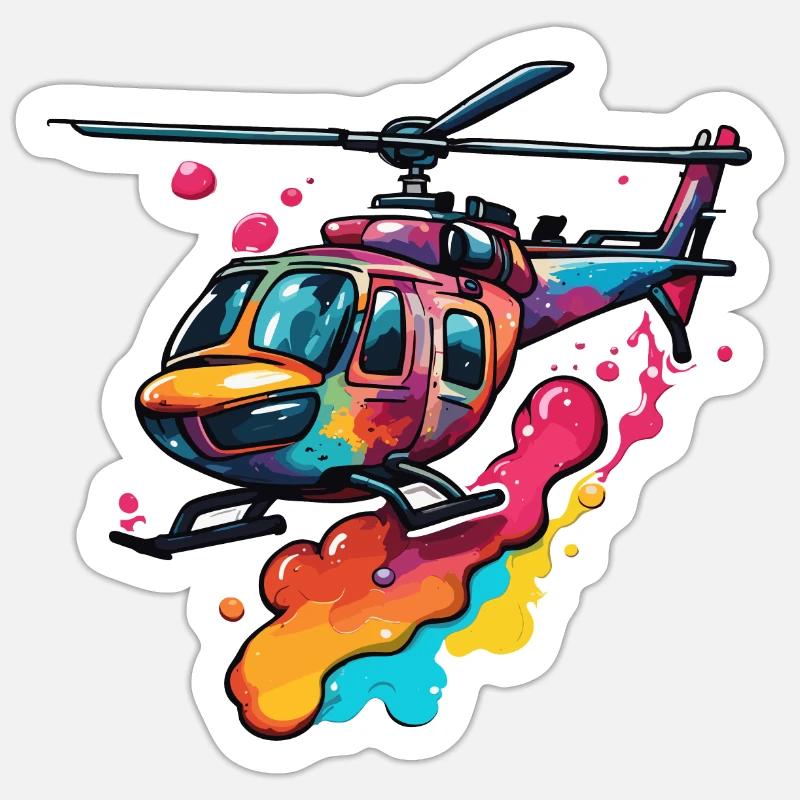 Helikopter / Hubschrauber / fliegen / Luftfahrt - Sticker Größe S (10 x 10 cm) - Mattweiß