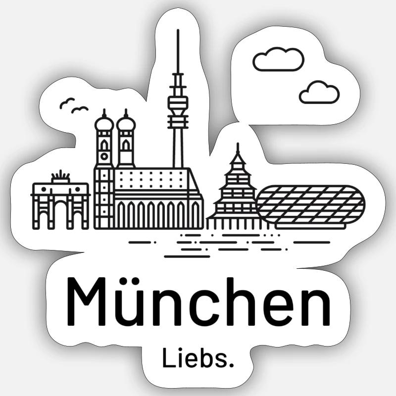 Munich. Amour. - Sticker taille S (10 x 10 cm) - blanc mat