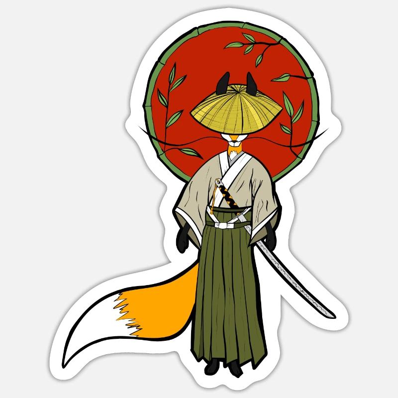 Samurai Fox Sticker size S (10 x 10 cm)