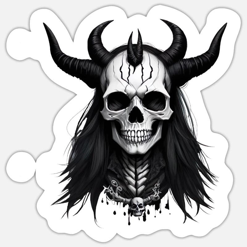 Skull with Horns Devil Skull Sticker size S (10 x 10 cm)