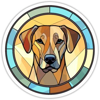 Black Mouth Cur Dog Breed Stained Glass Colorful W - Sticker size S (10 x 10 cm) - white matte - Front