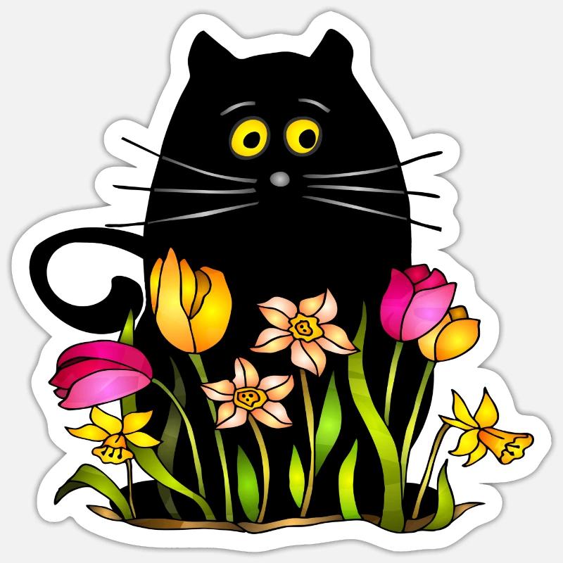 Chat - Sticker taille S (10 x 10 cm) - blanc mat