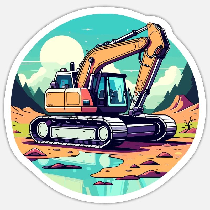 Excavator Construction Site Drawing Sticker size S (10 x 10 cm)