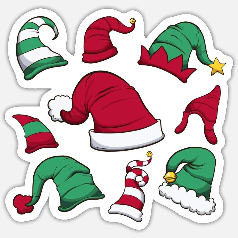 Chapeaux de Noël - Sticker taille S (10 x 10 cm) - blanc mat