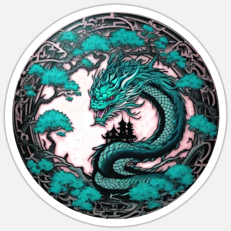 drache,chinesischer drache,gothic,tattoo - Sticker Größe S (10 x 10 cm) - Mattweiß
