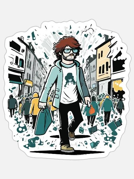 Der Straßenfotograf - Sticker Größe S (10 x 10 cm) - Mattweiß