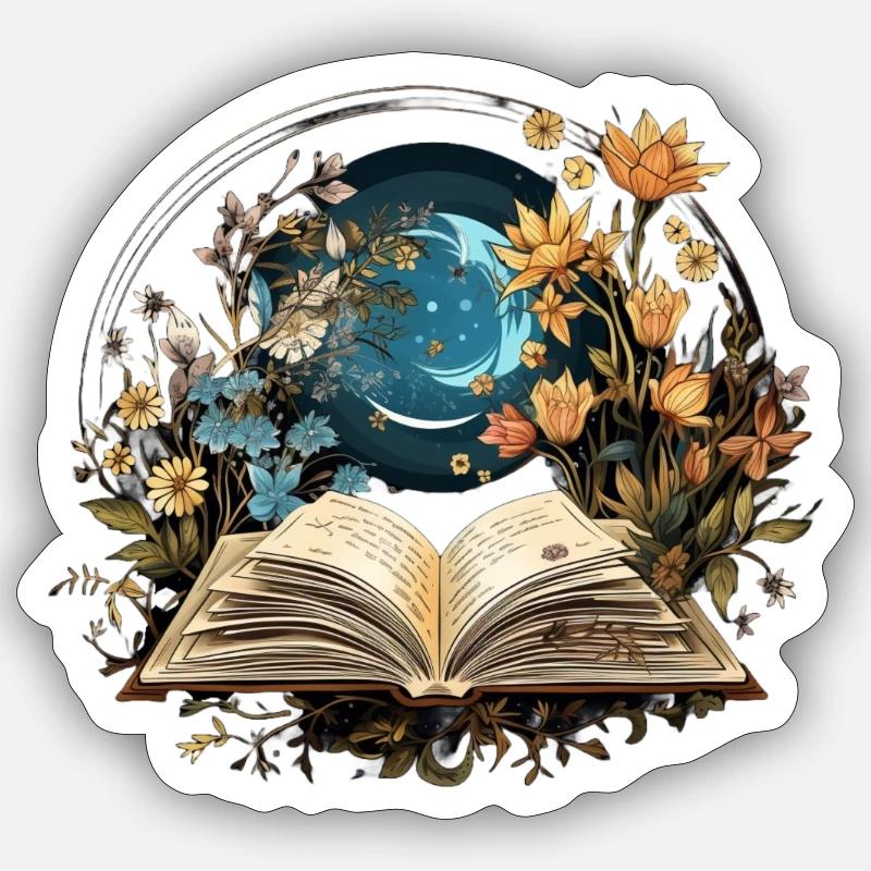 Buchblütenkranz - Sticker Größe S (10 x 10 cm) - Mattweiß