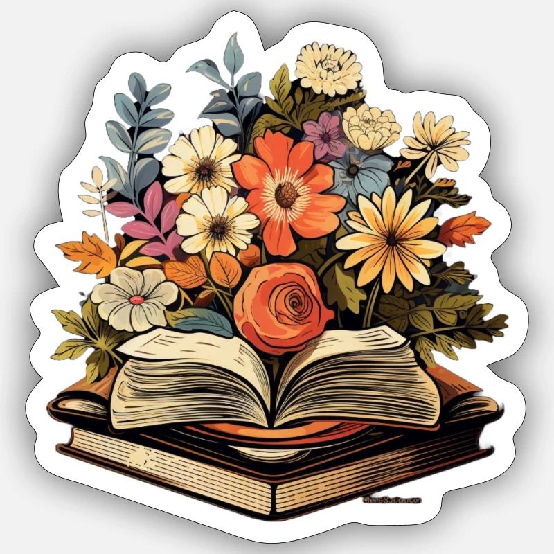 Romance en fleurs - Sticker taille S (10 x 10 cm) - blanc mat