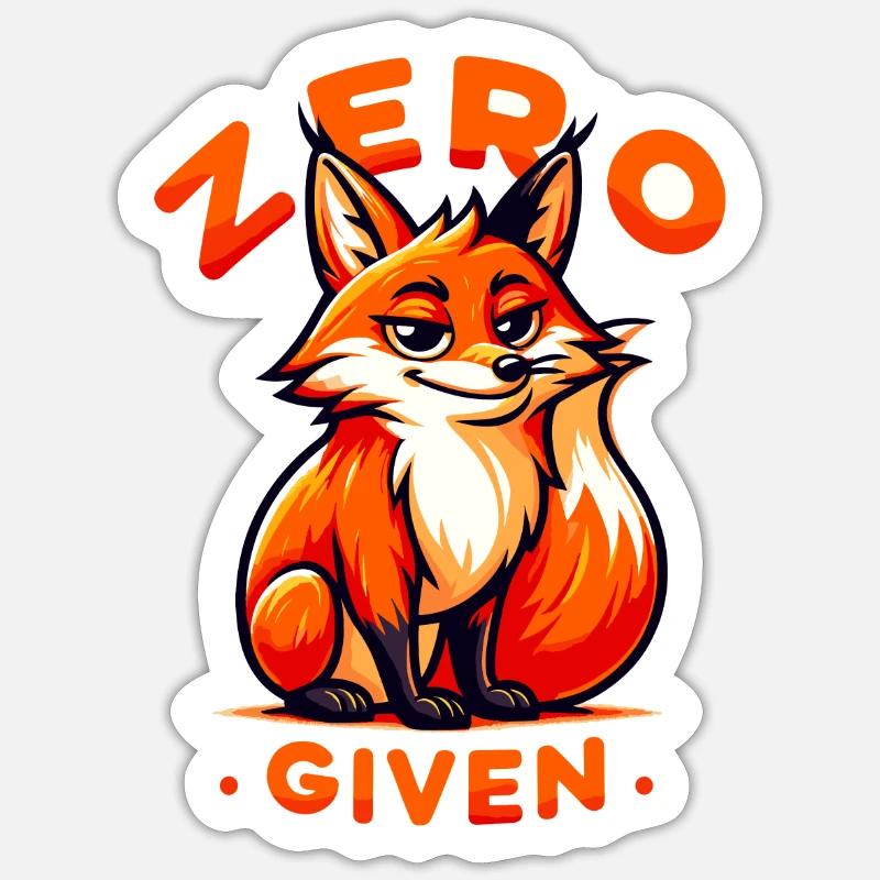Zéro donné - Illustration de renard - Sticker taille S (10 x 10 cm) - blanc mat