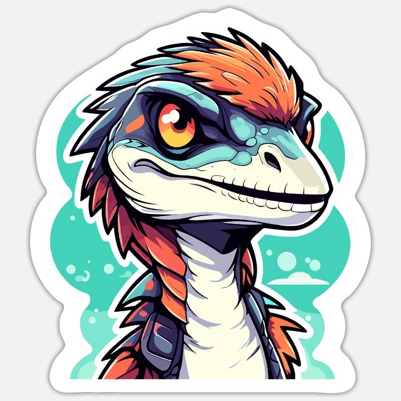 Velociraptor Dinosaur Drawing Sticker size S (10 x 10 cm)
