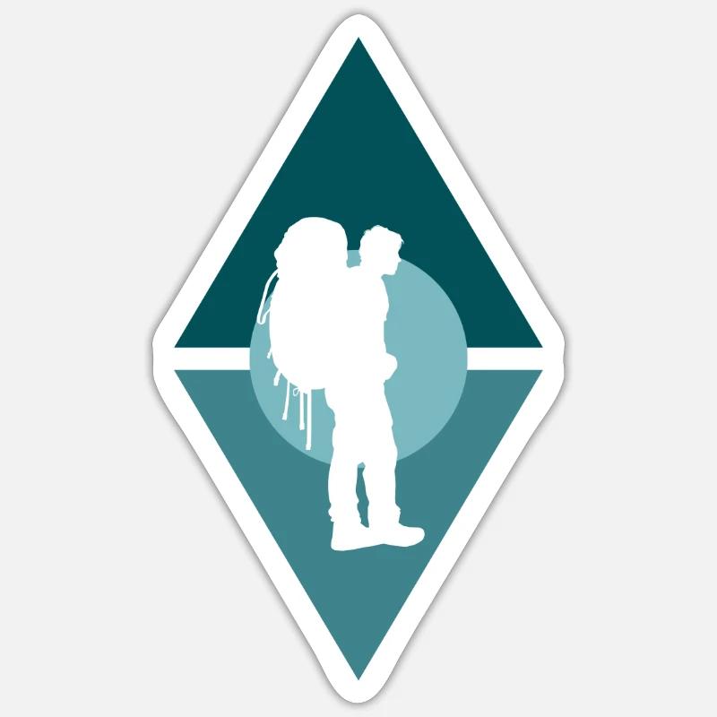 Backpacker Wanderer Wandern - Sticker Größe S (10 x 10 cm) - Mattweiß