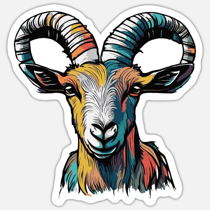 Ziege Steinbock Sternzeichen - Sticker Größe S (10 x 10 cm) - Mattweiß