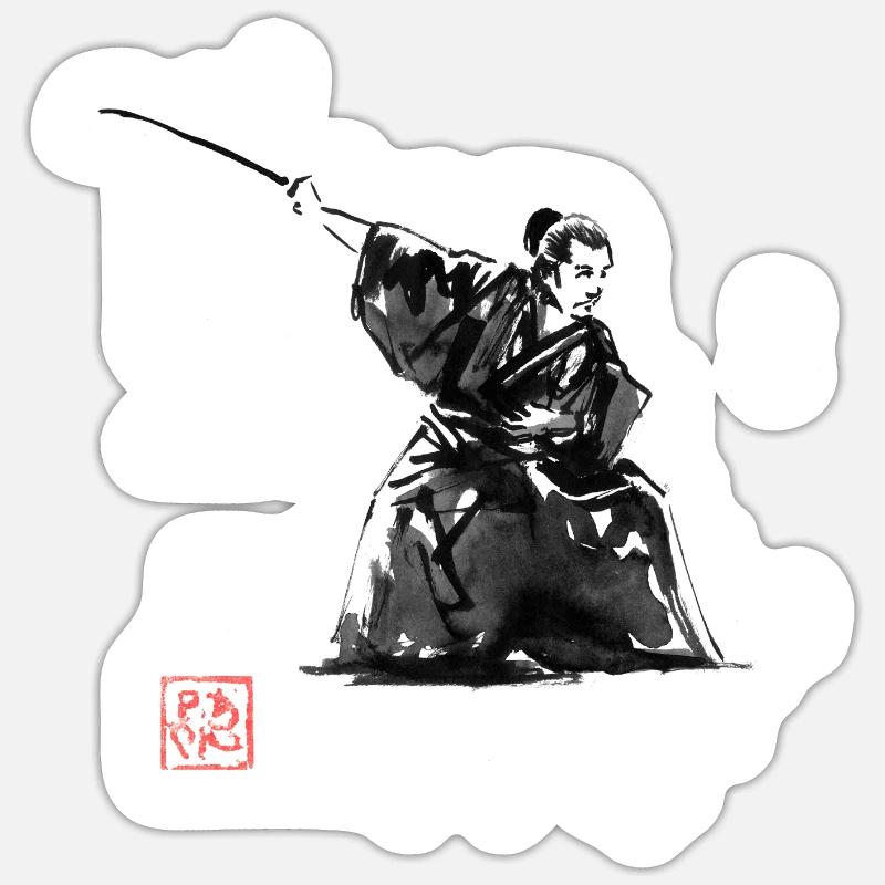 Samurai Fight - Sticker size S (10 x 10 cm) - white matte