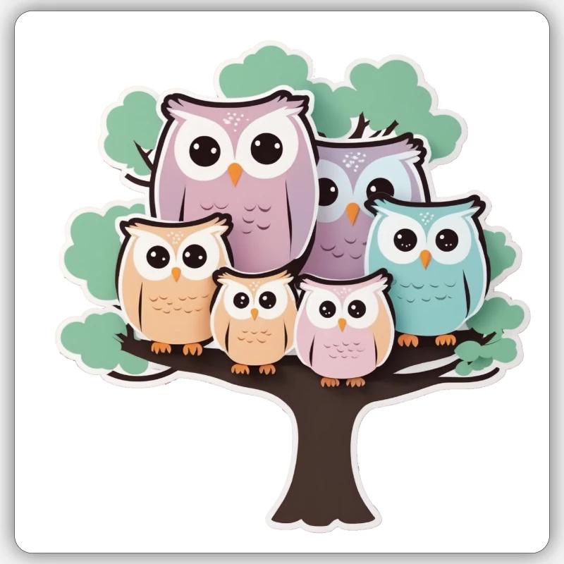 Niedliche Eulen 02 - Sticker Größe S (10 x 10 cm) - Mattweiß