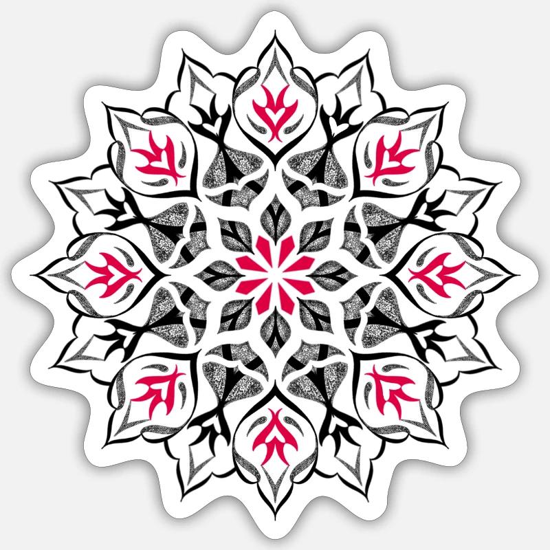 Dotwork Mandala-Design - Sticker Größe S (10 x 10 cm) - Mattweiß