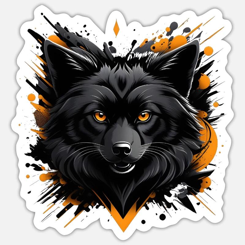 Black wolf - Sticker size S (10 x 10 cm) - white matte