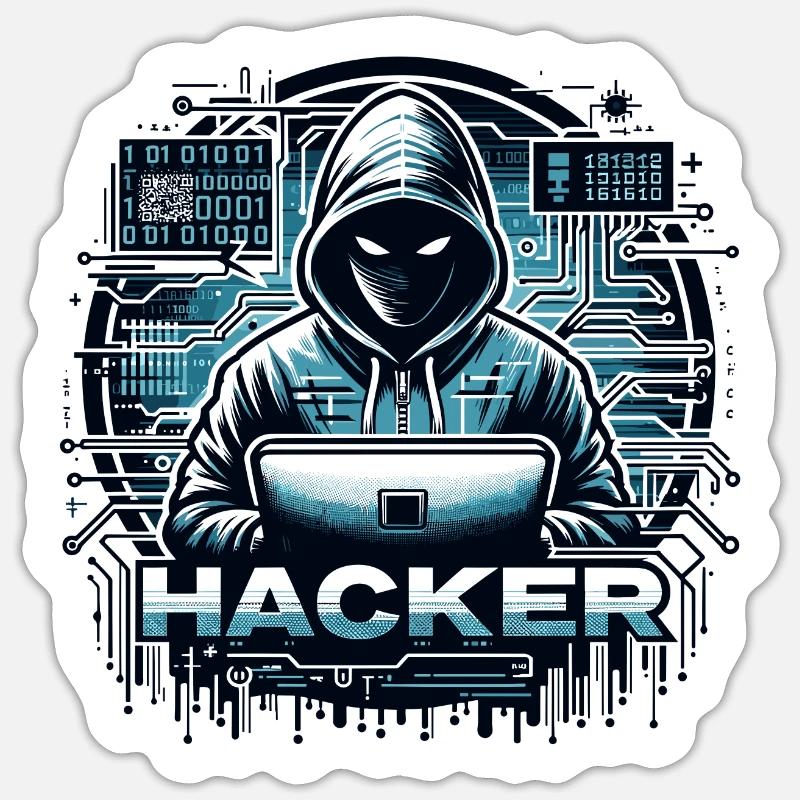 Hacker - Illustration Sticker taille S (10 x 10 cm)