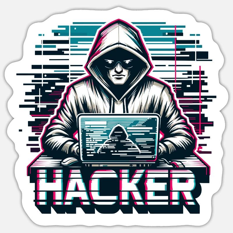 Hacker - Illustration - Sticker size S (10 x 10 cm) - white matte