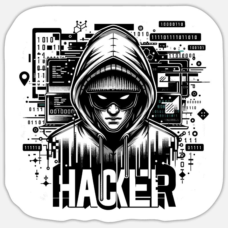 Hacker - Illustration Sticker Größe S (10 x 10 cm)