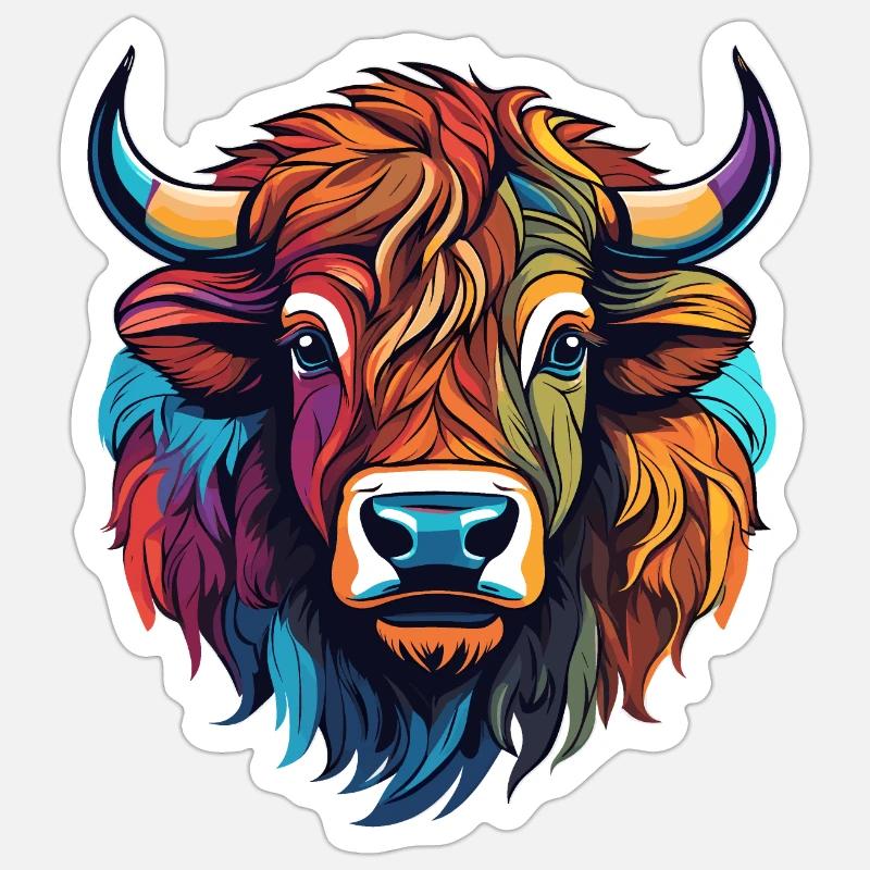 Bison - Sticker Größe S (10 x 10 cm) - Mattweiß