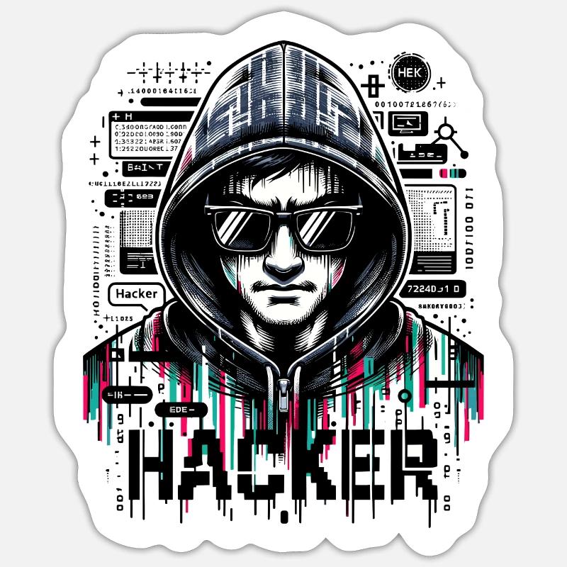 Hacker - Illustration - Sticker size S (10 x 10 cm) - white matte