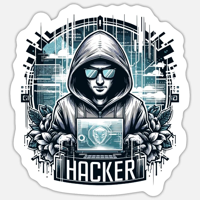 Hacker - Illustration Sticker Größe S (10 x 10 cm)