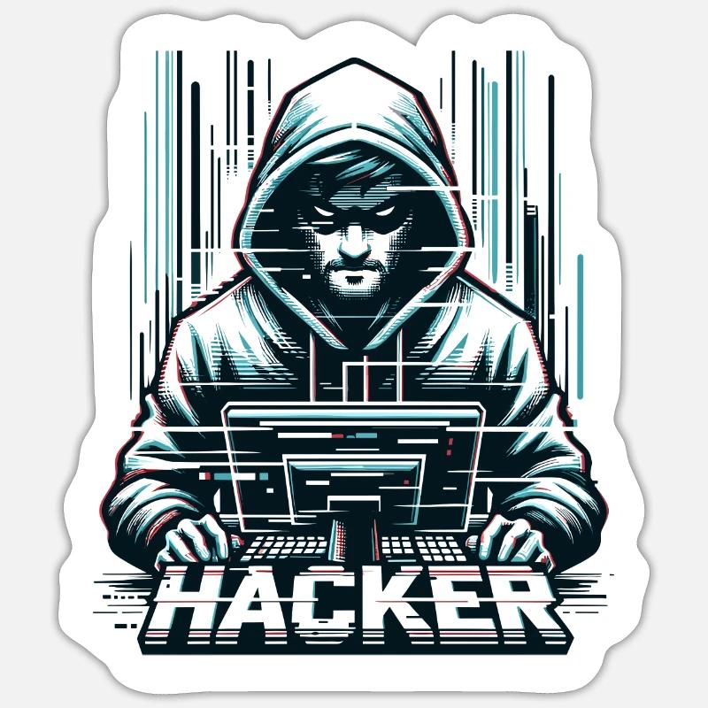 Hacker - Illustration Sticker Größe S (10 x 10 cm)