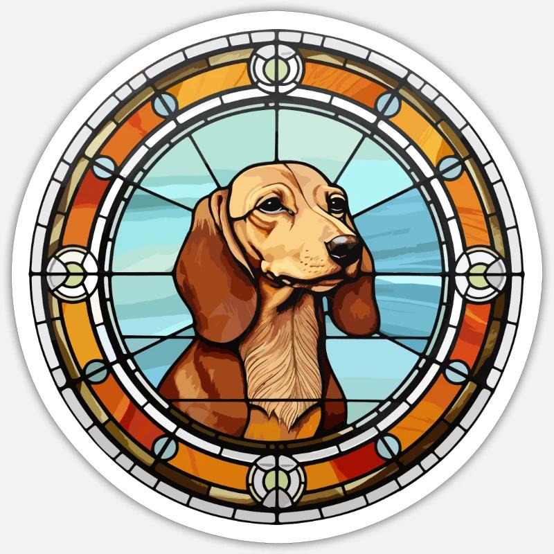 Westfälische Dachsbracke Hunderasse Buntglas Co - Sticker Größe S (10 x 10 cm) - Mattweiß