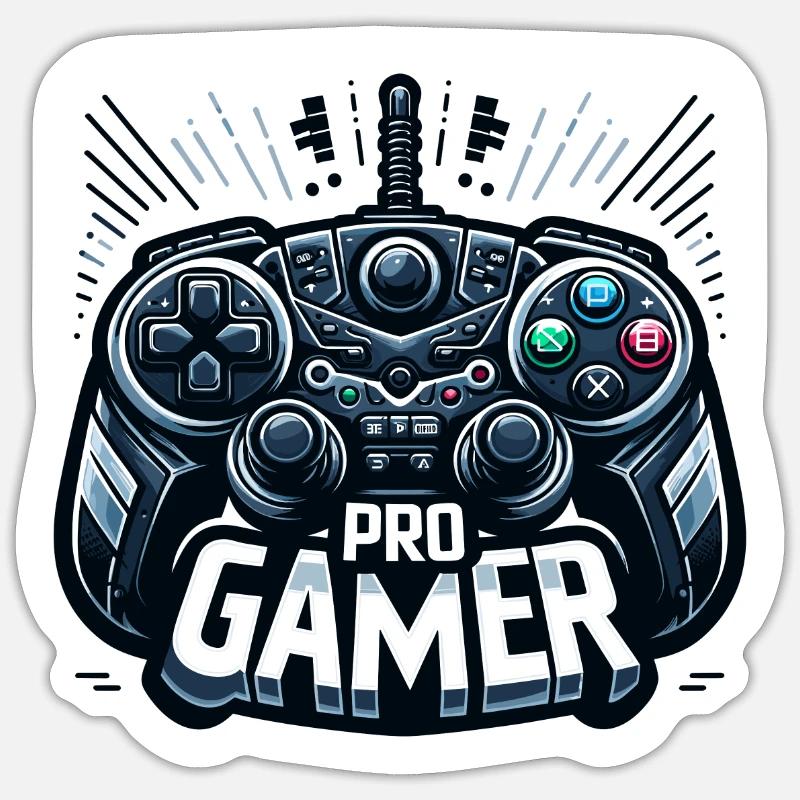 Pro Gamer - Controller Illustration - Sticker Größe S (10 x 10 cm) - Mattweiß
