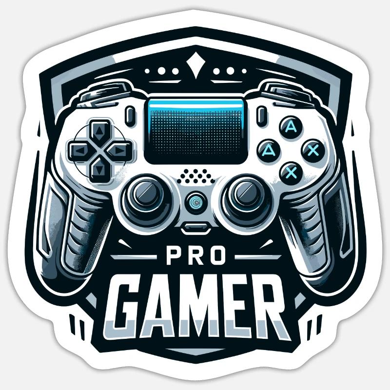 Pro Gamer - Controller Illustration - Sticker Größe S (10 x 10 cm) - Mattweiß