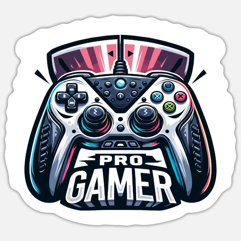 Pro Gamer - Controller Illustration - Sticker size S (10 x 10 cm) - white matte